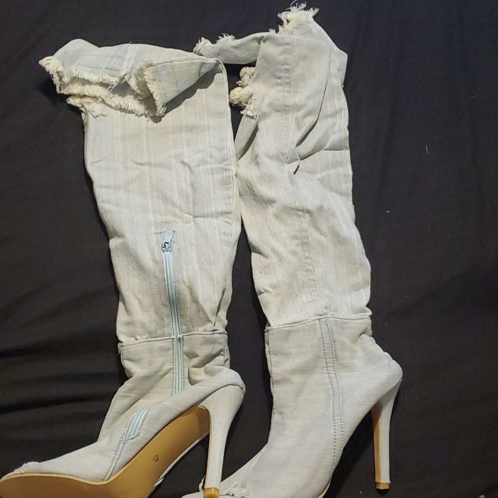 FINAL PRICE. JEAN KNEE HIGH BOOTS